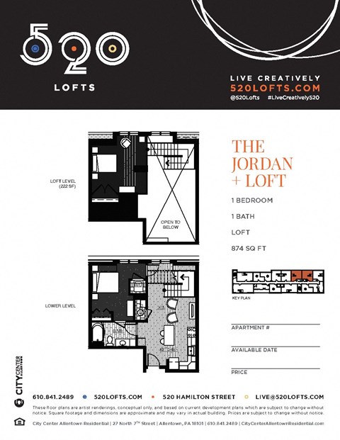 Jordan Loft Floor Plan at 520 Lofts, Allentown